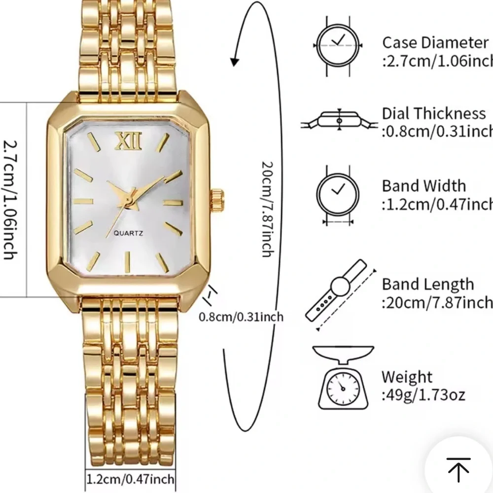 Simple square Gold and Purple Women's Watch